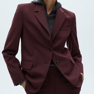 Mango Pinstripe Blazer Purple